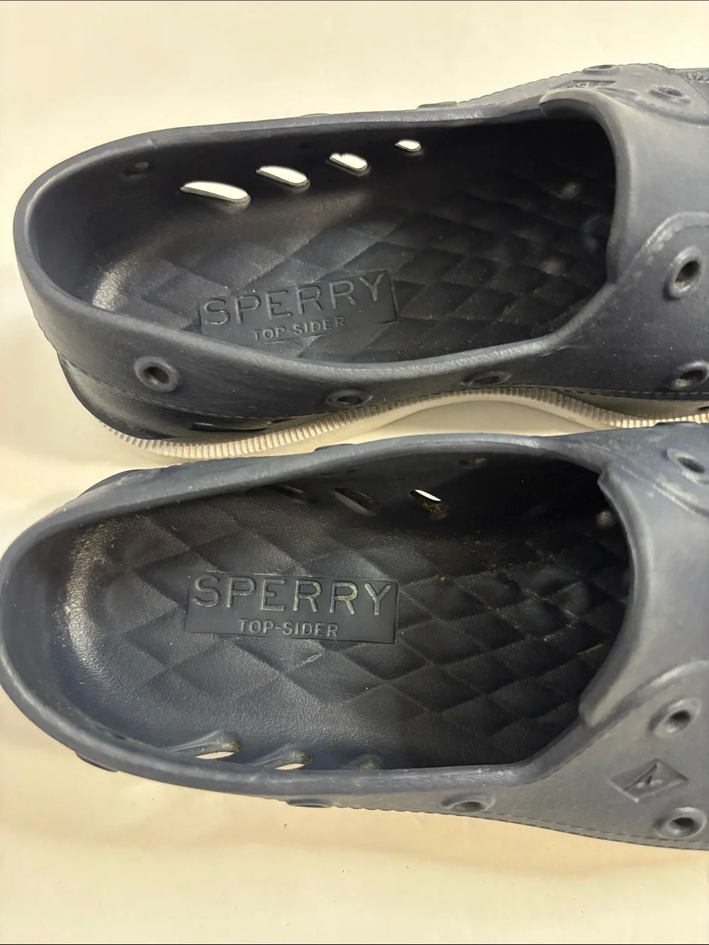 Sperry Men's Navy Perforated Slip-On Boat Shoes Sz 9 VGC